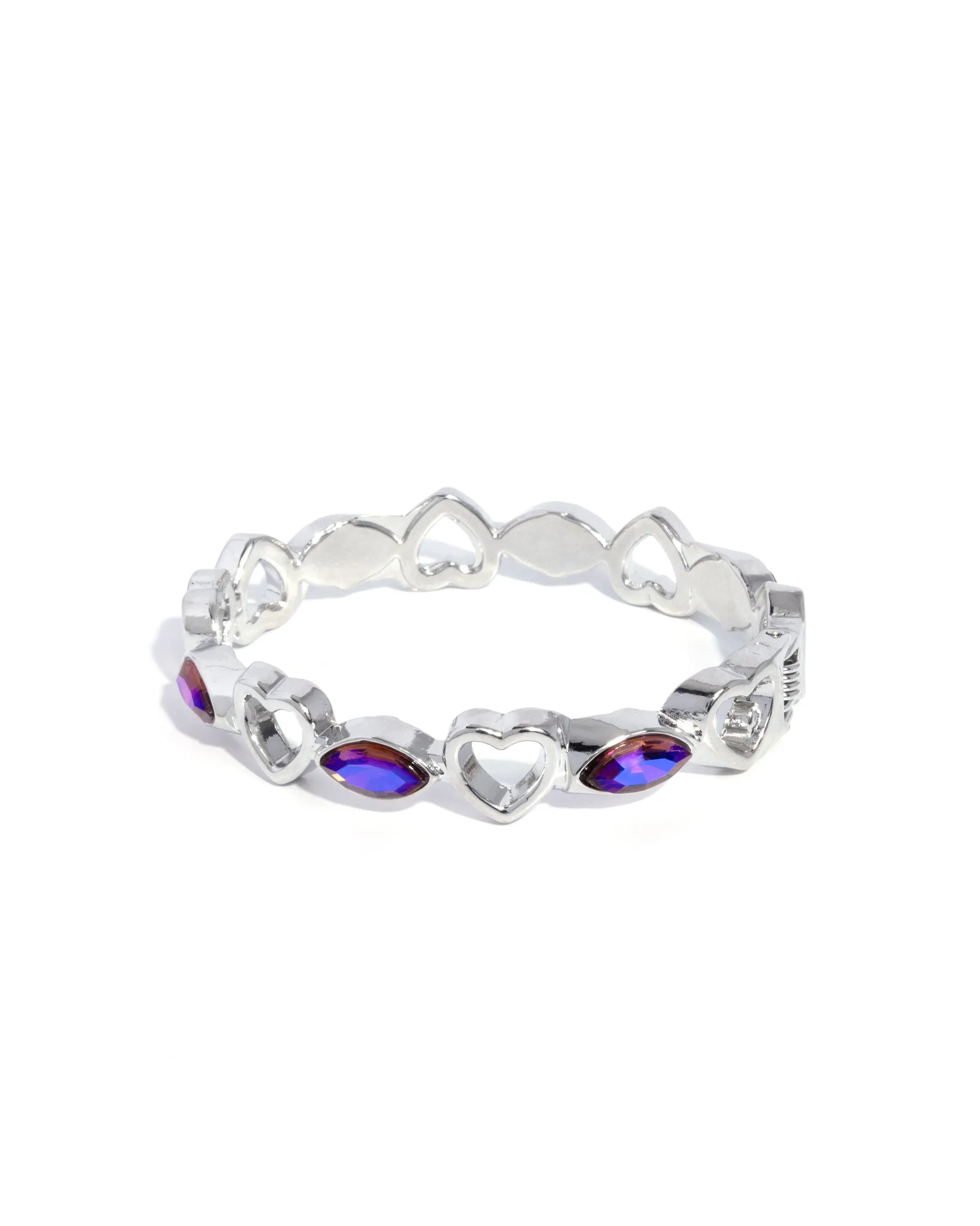 Heartfelt Headline - Purple Gem Silver Heart Hinge Bracelet - Paparazzi