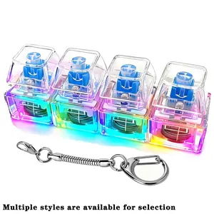 Glowing Keyboard Fidget Keychain, Light Up Keys, 4-In-1 Decompression Button, Stress Relief Fidget Gift, Transparent Color/, 1 Pcs, Fidget Cube, Stress Relief Gadget