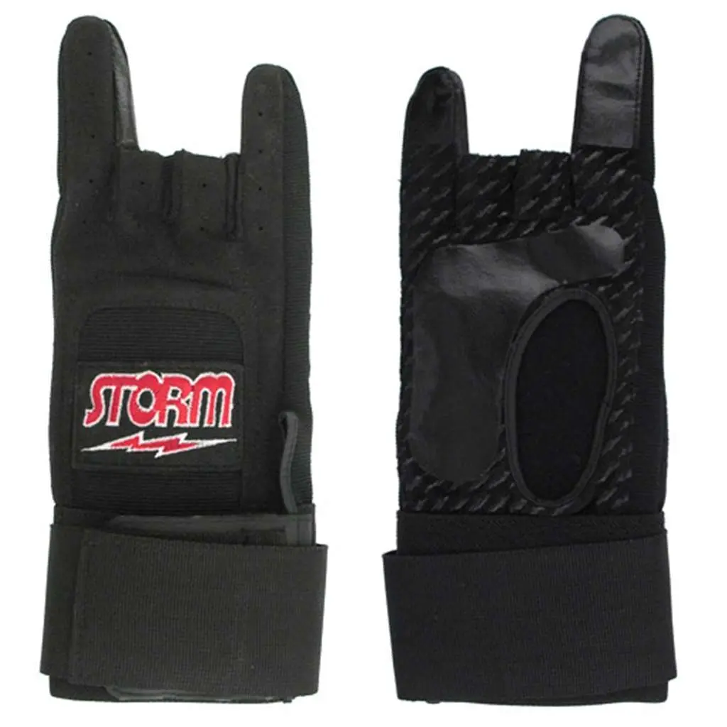 Storm Bowling Products Xtra Grip Plus Glove with Molding Spandex Fabric and Elastic Wrist Wrap for Wrist Support and Control, Right Hand, Black, Glove Back Molds