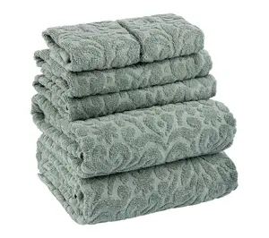 Lavish Home 6PC Jacquard Towel Set Cotton Bathroom Set