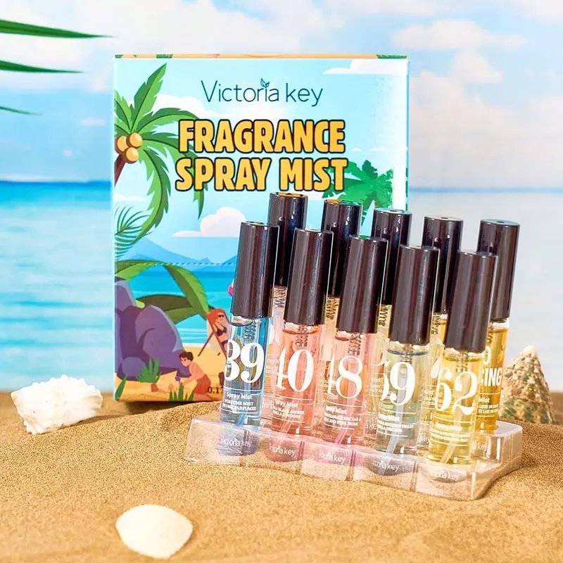 10pcs/set Fragrance Gift Bundle, Scented Fragrance Set, Brazilian Beach Style Fragrance Spray Set for Women, Alcohol-Free Formula, Dual-Use for Body & Hair, Long-Lasting Fresh Scent, Compact Portable Size, Daily Commutes & Vacation Touch-Ups