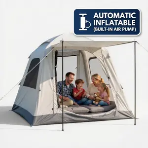 One-Click Automatic Inflatable Tent with Built-in Air Pump - 3-4 Person Glamping Tent Easy Setup tiktokshopspringglowup