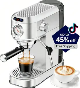 Espresso Machine 20 Bar, Semi-Automatic Coffee Maker with 1450W Powerful Motor, Milk Frother Steam Wand, 34oz Removable Water Tank for Latte, Cappuccino, Home Use, Silver