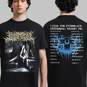 Lorna Shore Everblack Europe Tour 2026 T-Shirt, Two Sided Deathcore Metal Concert Graphic Tee, Band Fan Outfit for Men Women, Dark Gothic Streetwear Festival Summer Cotton Apparel