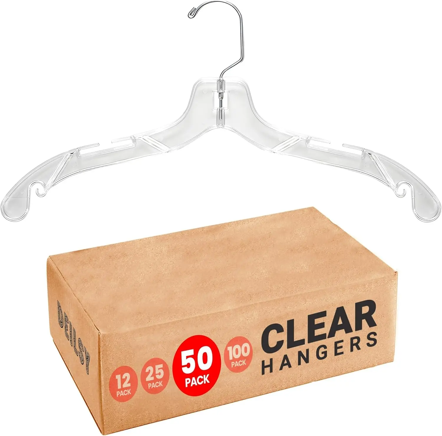 DEILSY Clear Plastic Hangers 50 Pack - Durable Clothes Hanger for Wardrobe Organization, Essential Plastic Hanger for Garments, Versatile Coat Hangers for Home and Retail Use