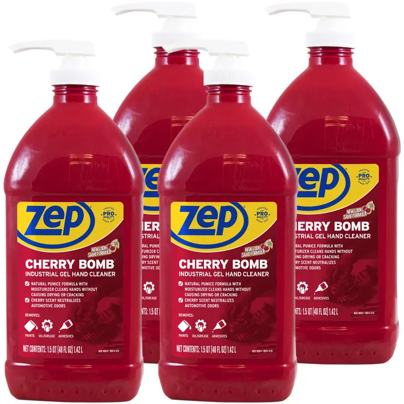 Zep Cherry Bomb Hand Cleaner - Buy 4 & Save Bundle (48 oz Each) - Perfect for mechanics and DIY'ers