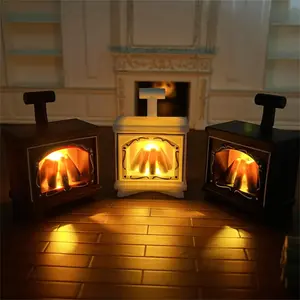 3 Piece Set LED Mini Fireplace Lights, Indoor Home Decor, Dollhouse Furniture, Christmas Decoration, Warm Light Atmosphere Lamp Gift, Led Ambient Light
