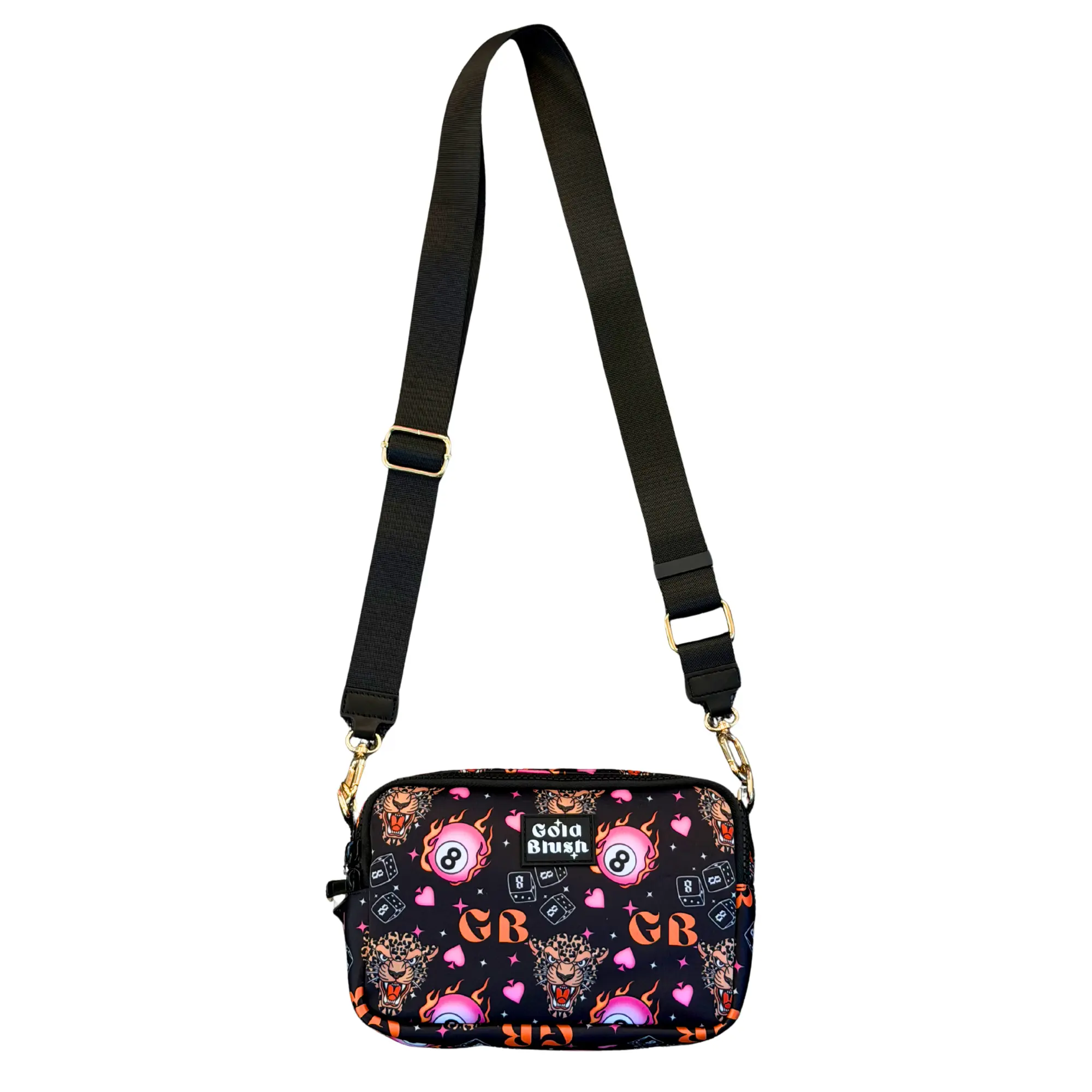 Gold Blush Bestie Bag - Soft Neoprene Crossbody with Key Leash & RFID Card Slots spacious design