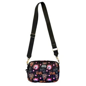 Gold Blush Bestie Bag – Soft Neoprene Crossbody with Key Leash & RFID Card Slots spacious design