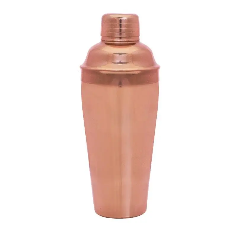 BarConic® Copper Plated 3-Piece Bar Cocktail Shaker Deluxe Set - 24 fl oz, 9" h x 3.5" w, Strainer Lid, Rustic Classic Decor for Whiskey Lovers, Kitchenware Bar Utensil for Mixing Drinks