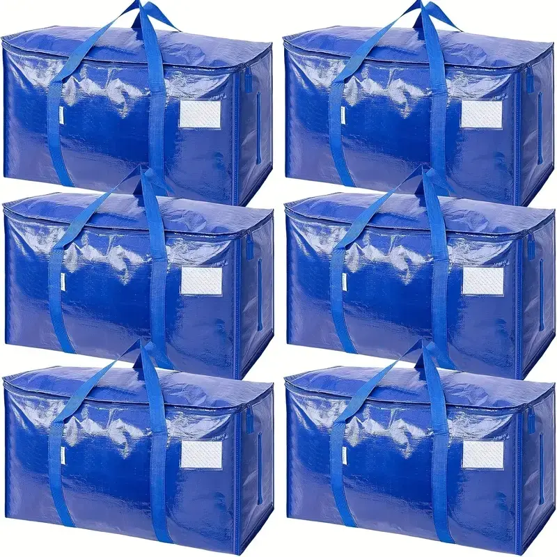 moving bags Comfortable Handle Large Moving Tote Extra Large Heavy-Duty Foldable Collapsible Storage Organizer Totes with Handles, Zippers - 2/4/6 Pack Space-Saving Under-Bed Storage Bags Set for College Supplies comforter bag
