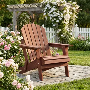 Oversize Wooden Outdoor Folding Adirondack Chair with Pre-Assembled BackRest & SeatBoard, Wood Patio Chair for Garden Backyard Porch Pool Deck Firepit