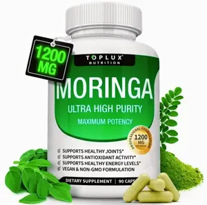 Moringa Capsules 1000mg+200 1200mg - Pure Moringa Immune and Gut Health Powder 90 capsules, Indian luxury Moringa, female probiotics, male vitamins Healthcare Dietary Edible Supplement Fitness Bathroom