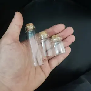 Transparent glass test tube with cork mini glass bottle for gifts.