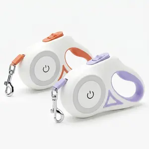 Pawzseek LED Retractable Safety Dog Leash, Automatic Extendable Leash for Small to Medium Dogs Up to 110 Lbs, Safety Leash