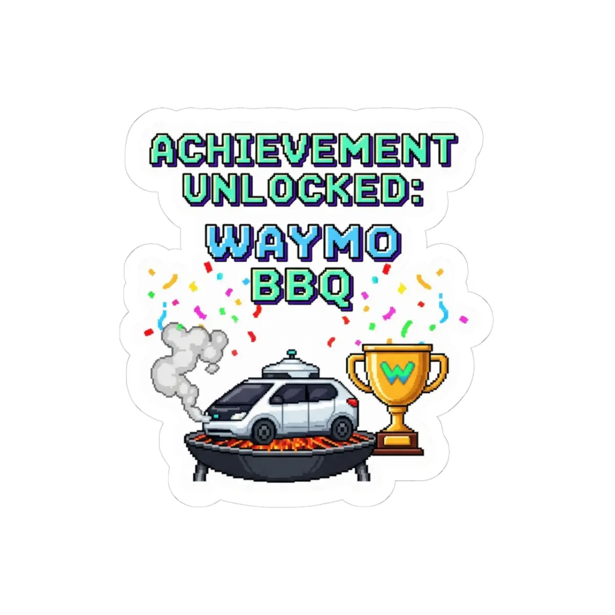 Achievement Unlocked Kiss-Cut Stickers – Fun, Colorful Vinyl for Gamers, BBQ Lovers, Party Decor, Gift Idea, Laptop Stickers