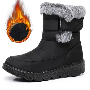 Women Winter Snow Boots: Fur Lined Warm Slip On Boots for Women Waterproof Booties Comfortable Outdoor Walking Shoes Anti-Slip Ankle Booties