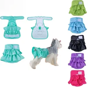Breathable Reusable Female Dog Diapers for Heat, High Waisted washable Pet Skirt with Adjustable Straps, Comfortable Absorbent Layer