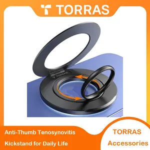 TORRAS Dual-Ring Grip Ring Holder Compatible with PopSockets MagSafe Kickstand Magnetic Easy Holding for iPhone 16/15/14/13/12/11 Pro Max, Samsung, Google