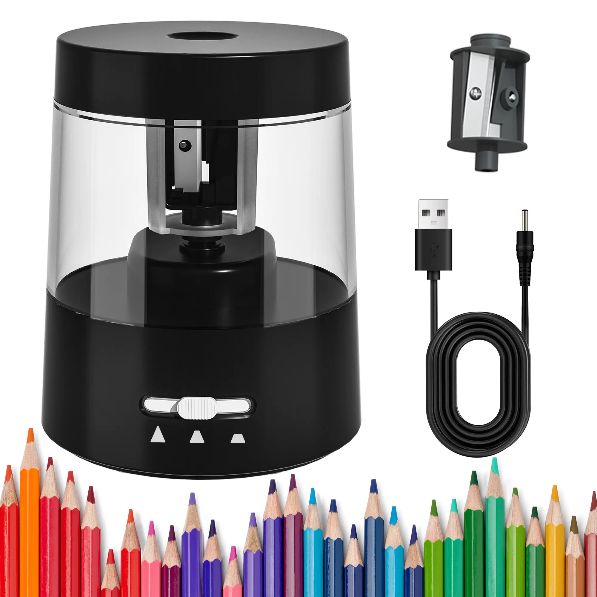 ZMOL Pencil Sharpener Electric Pencil Sharpeners, Portable Pencil Sharpener Kids, Blade to Fast Sharpen, Suitable for No.2/Colored Pencils Office School Supplies Office Stationery Supplies，pencil sharpener on the inside
