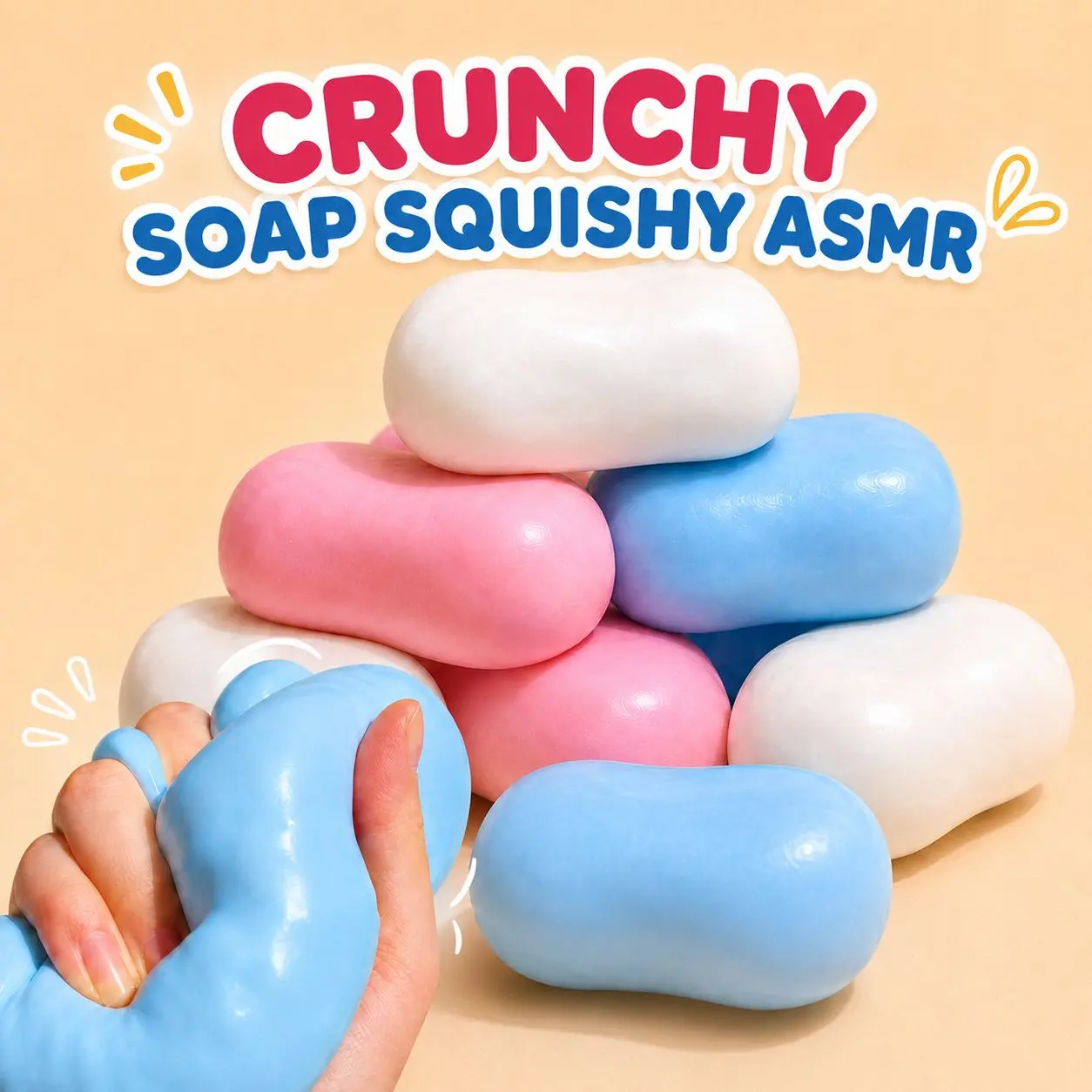 1PC Crunchy Soap Squishy ASMR Sensory Toy with Gift Box, Satisfying Squeeze Fidget Toy for Stress Relief, Kids & Adults