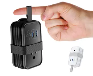 Portable Travel Power Strip with USB Ports USB-C Port 3 AC Outlets - 6-in-1 flat plug power strip with USB C Ports - Travel Charger for Multiple Devices - 3ft Extension Cord with Multiple Outlets - Cruise Approved Power Strip