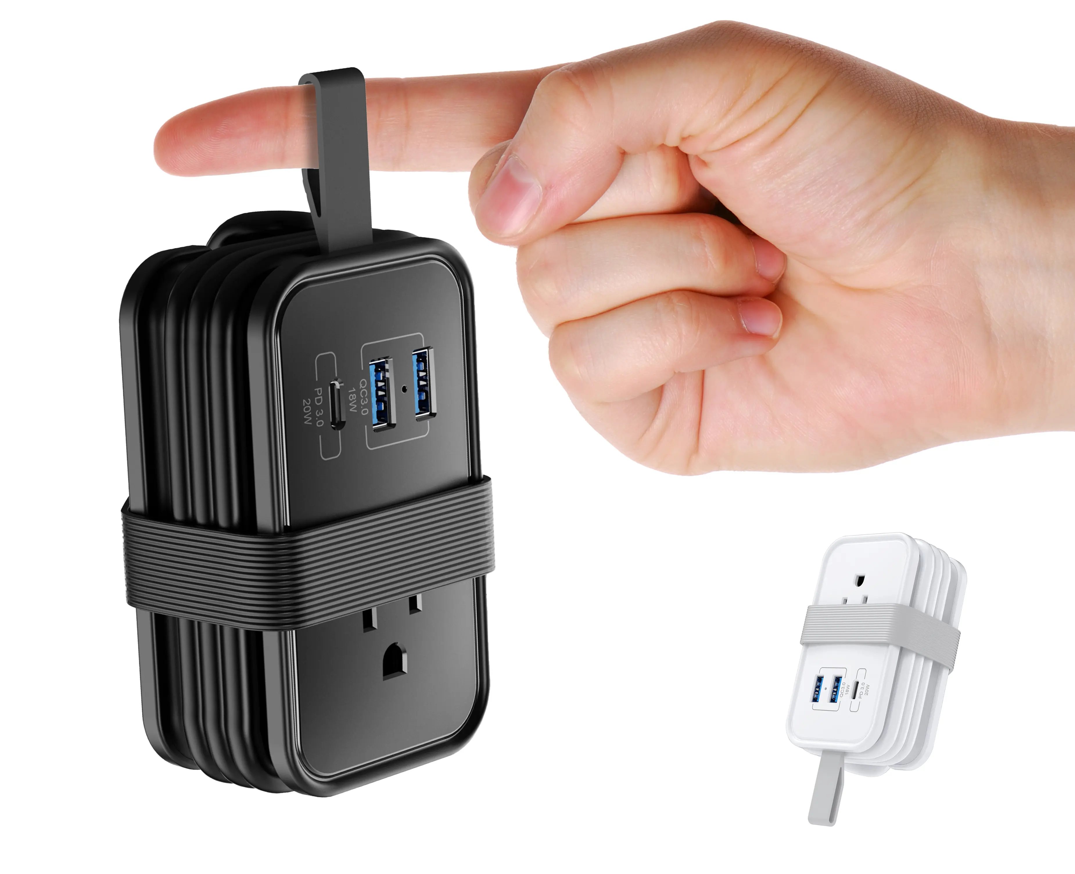 Portable Travel Power Strip with USB Ports USB-C Port 3 AC Outlets - 6-in-1 flat plug power strip with USB C Ports - Travel Charger for Multiple Devices - 3ft Extension Cord with Multiple Outlets - Cruise Approved Power Strip