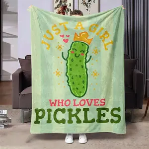 Cute Pickles Pattern Blanket, 1 Count Soft Throw Blanket, Air-conditioned Room Blanket, Warm Nap Blanket for Home Office Travel Camping