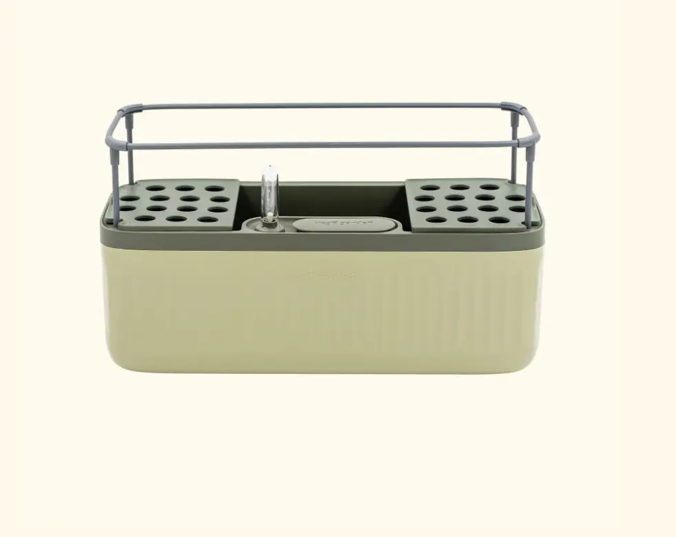 Vego Garden Self-Watering Herb Planter Box with Trellis - Elevated Rectangle Raised Potted Vegetable Planter, Modern Breathable Design for Kitchen Window Sill or Countertop, Elevated Planter Boxes, Rectangle Planter