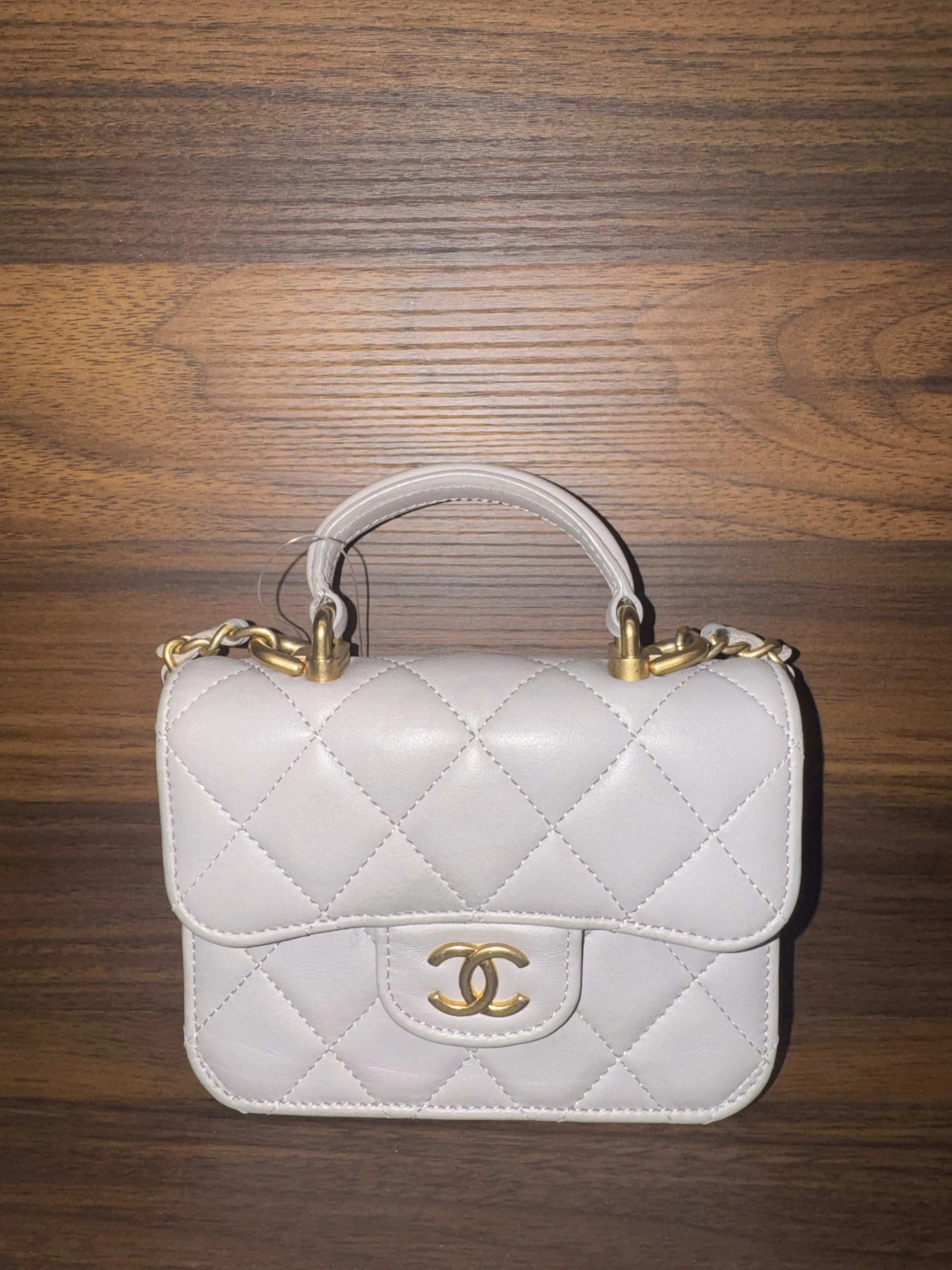 Pre-owned CHANEL leather Crossbody Bags Grey Quilted Lambskin Top Handle Flap Coin Purse with Chain molly 23060016 01