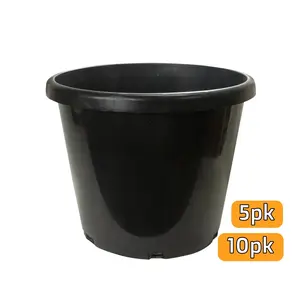 10 Gallon Tall Black Garden Pot Heavy Duty Plastic Injection Molded Nursery Pots for Shrubs Perennials Tropicals and Cannabis Cultivation with Reinforced Rims Enhanced Drainage
