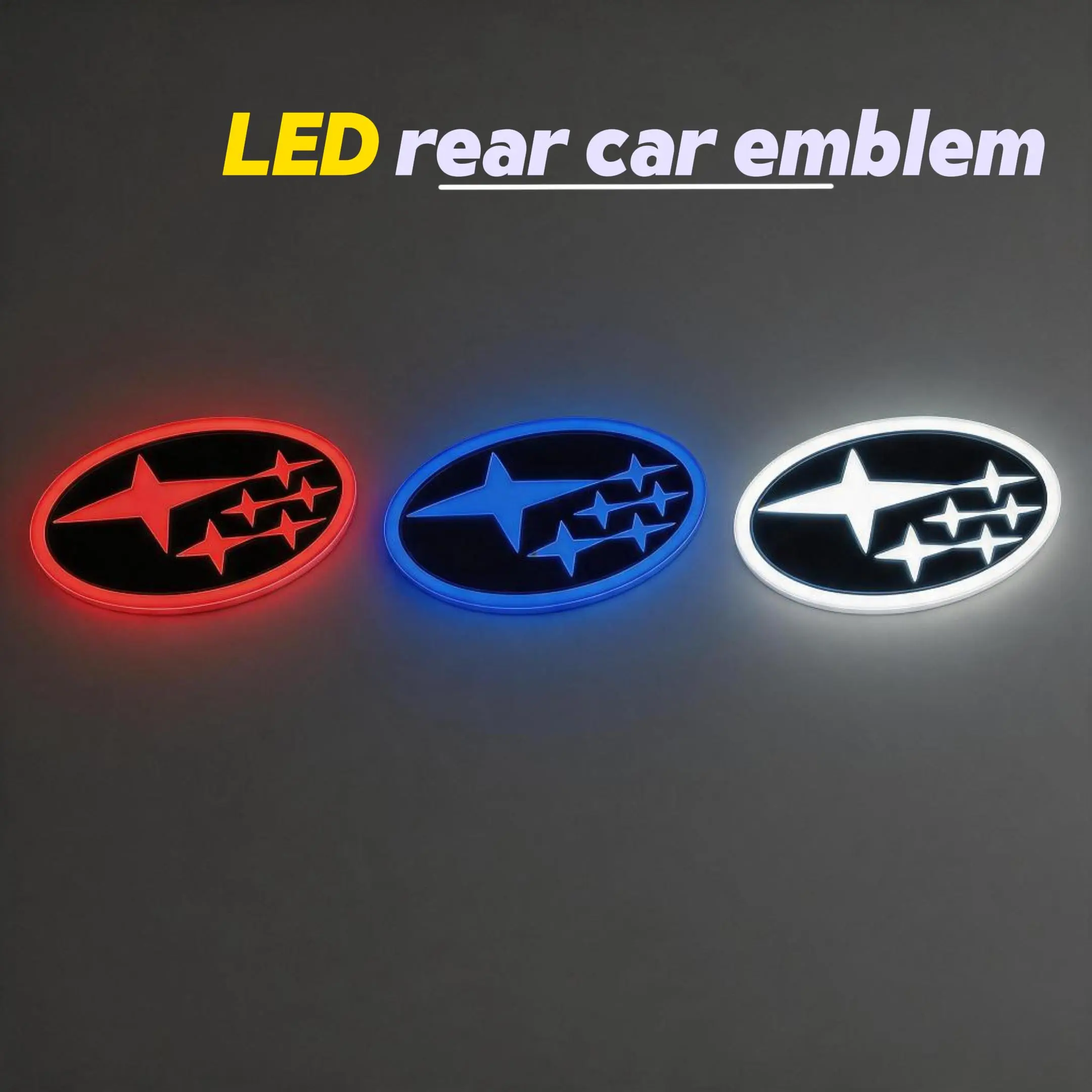 4D LED Rear Badge Light for Subaru, Super Bright Waterproof Car Exterior Emblem, No Wiring Easy Installation Car Sticker Accessory