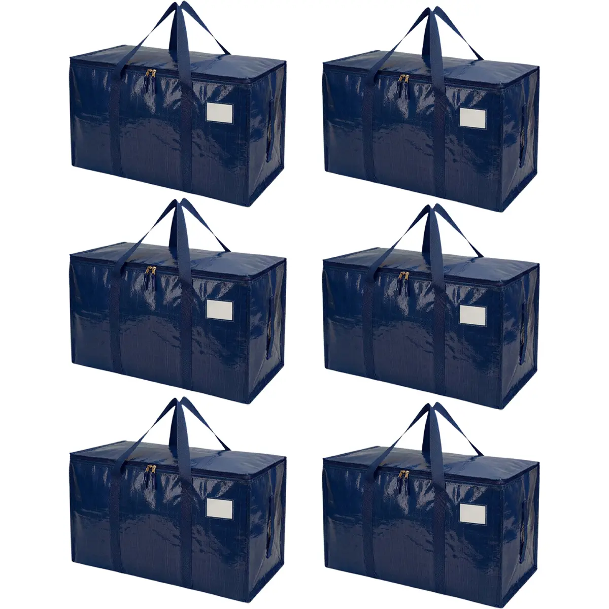 24 Gallon Extra Large Heavy Duty Foldable Moving Bags With Carrying Handles, Zippers and Tag Pocket, Outdoor Camping, Waterproof Organiser - Clear for Clothes,Bedding,Dorm,Moving