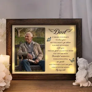 Memorial Sympathy Picture Frame Gifts for Loss of Dad Father, Bereavement Remembrance Condolence Grief Gift Shadow Box Fits 4x6 Inch Photo