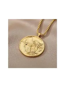 Medal Myth Heroine Mulan Athena Hecate Necklace,Mythology Medallion Queen Necklace for Women