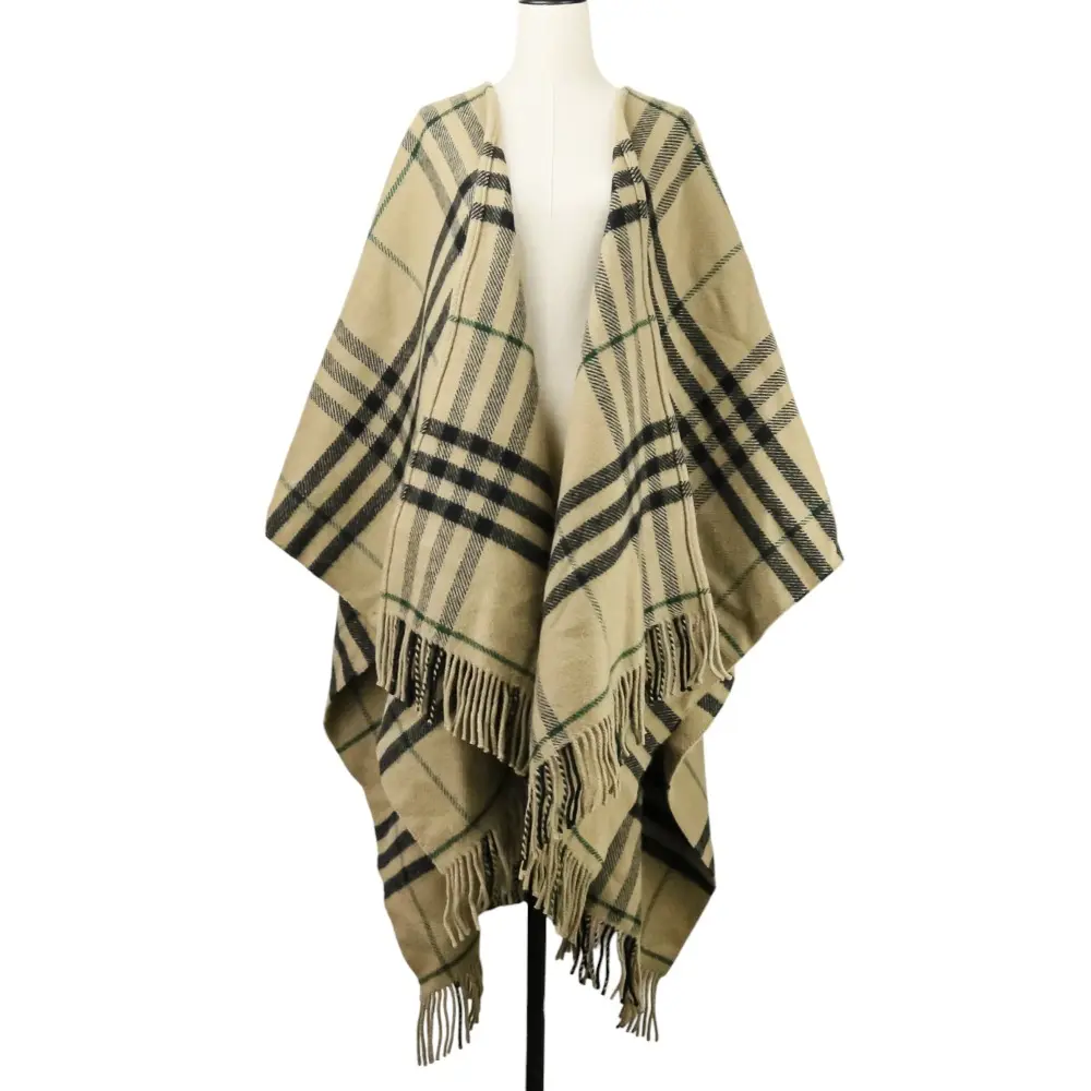 Pre-owned BURBERRY Cashmere Small Leather Goods Fringe Edge Blend Cape Coat
