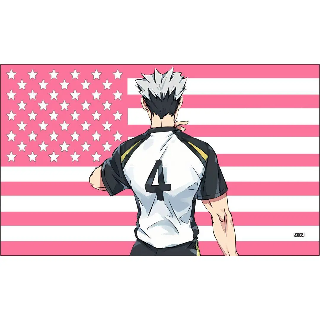 Haikyuu Japanese Anime Tapestry - American Flag with Bokuto Kuroo Oikawa, Bold Colors, Multi-Size Wall Decor for National Pride, American Stars Home Decoration