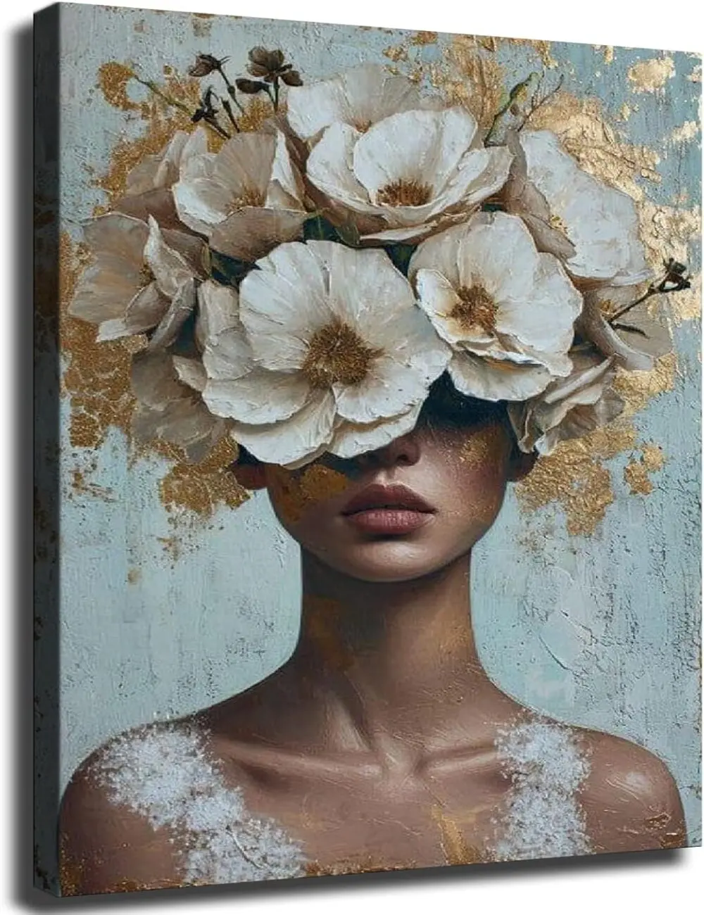 Golden Petal Silhouette Wall Art, Floral Woman Portrait Wall Art, Woman Face Botanical Poster, Modern Floral Portrait Print, Golden Flower Wall Decor, Feminine Abstract Wall Art, Contemporary Home Decor, Bedroom Living Room Wall Art, Aesthetic Art Print