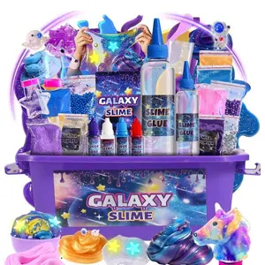 Mini Galaxy Slime Kit, with Glow in The Dark Stickers,Making Butter Slime, Dark Powder to Make Glitter & Galactic Slime, Stress Relief Toys, Party Favors for Kids