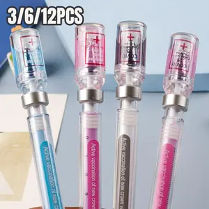 3/6/9 Piece Random Color Set, Creative Needle-Shaped Neutral Pens, 0.5mm Simulated Syringe Shape Design, Ideal for Writing & Drawing, Unique Pens, Stationery Office Supplies