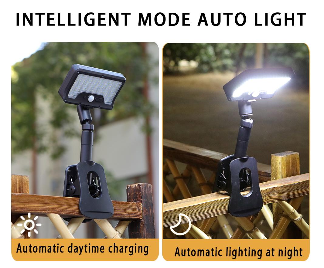 EISSLOLY Clip-on solar outdoor light,available in warm,white,and natural light colors,includes remote control and motion sensor,92 LED beads, portable solar fence light,outdoor solar street light,suitable for outdoor use,courtyard,garden,fence and camping