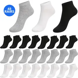 48 Pairs Men‘s Ankle Socks – Thin Low Cut, Comfortable Lightweight Breathable Bulk Pack Wholesale – Casual No-Show Socks for Sneakers, Loafers, Boat Shoes   –Daily Wear, Sports, Gym, Office, or Travel