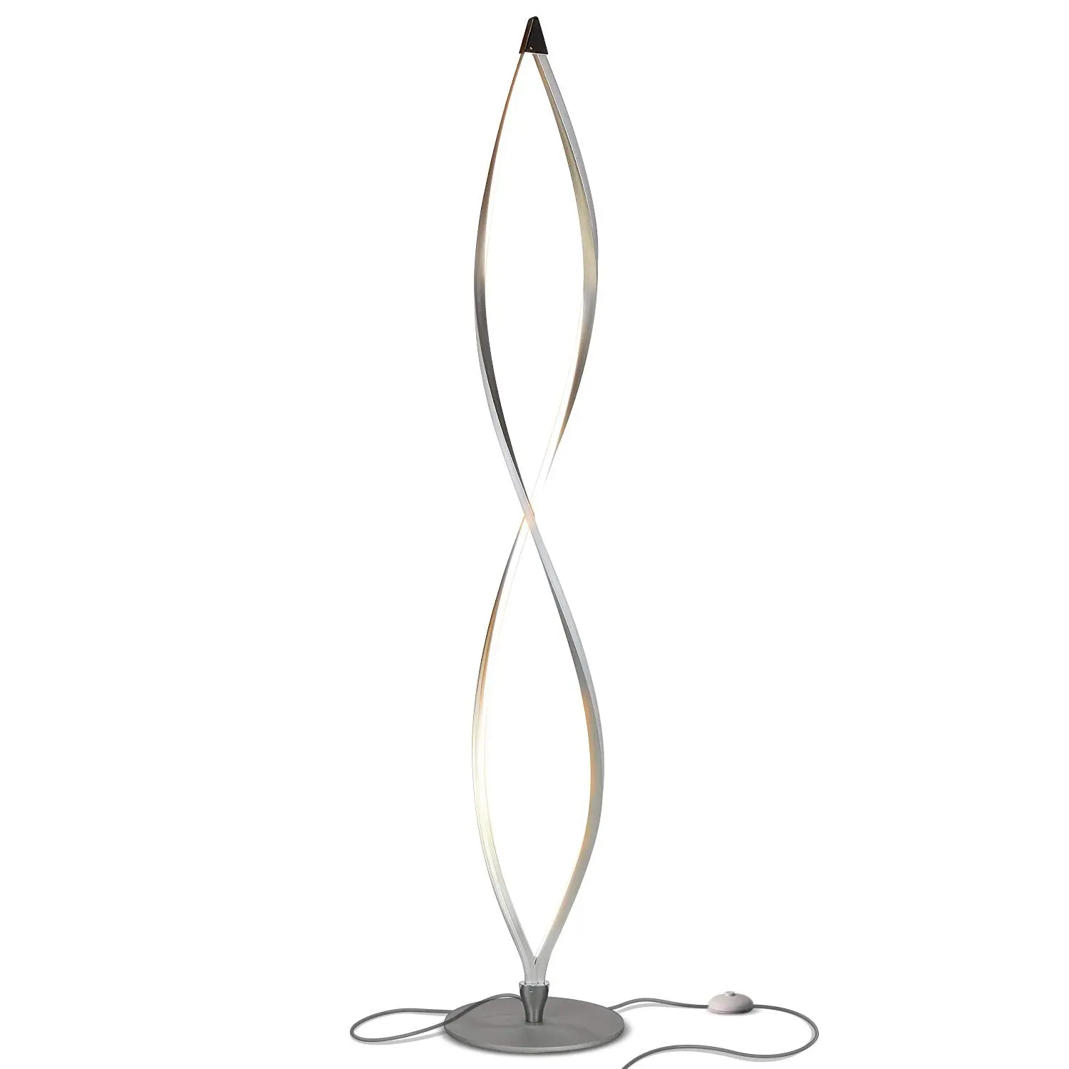 Brightech Twist LED Floor Lamp - Dimmable Urban Contemporary Indoor Light, Energy-Saver with Decorative Floor Lamp Decor Design - Tall Silver Standing Dorm Mood Lighting Fixture for Living Room, Office