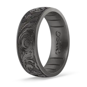 Enso Rings Etched Decorative Silicone Ring | Comfortable Everyday Band | Lifetime Warranty
