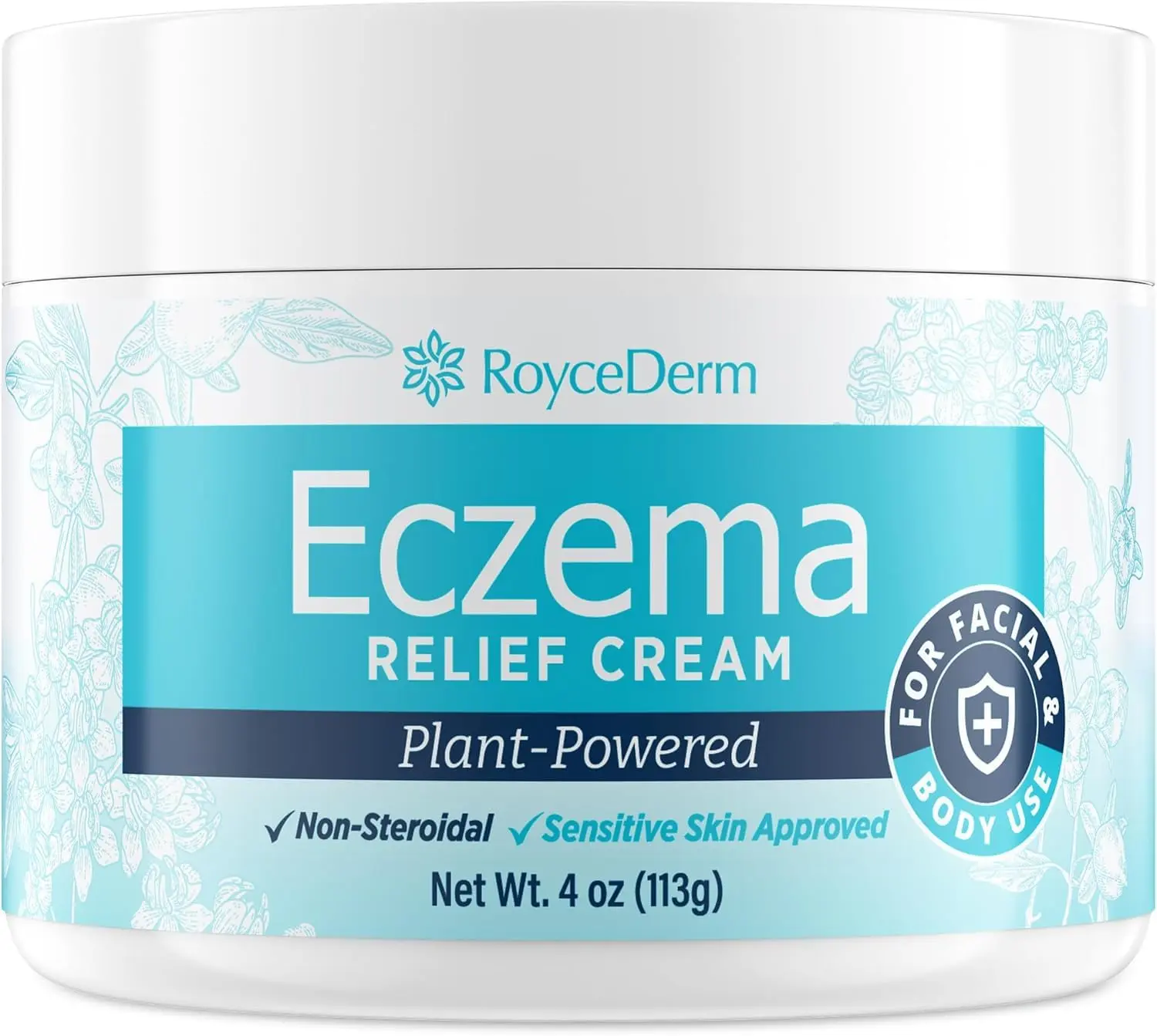 Roycederm Eczema & Psoriasis Treatment Cream with 1% Colloidal Oatmeal & Ceramides - Steroid-Free for Dry, Itchy, Sensitive Skin - For Adults, Child & Toddlers, Soothing Ointment, Selfcare, Dermatologist-Inspired