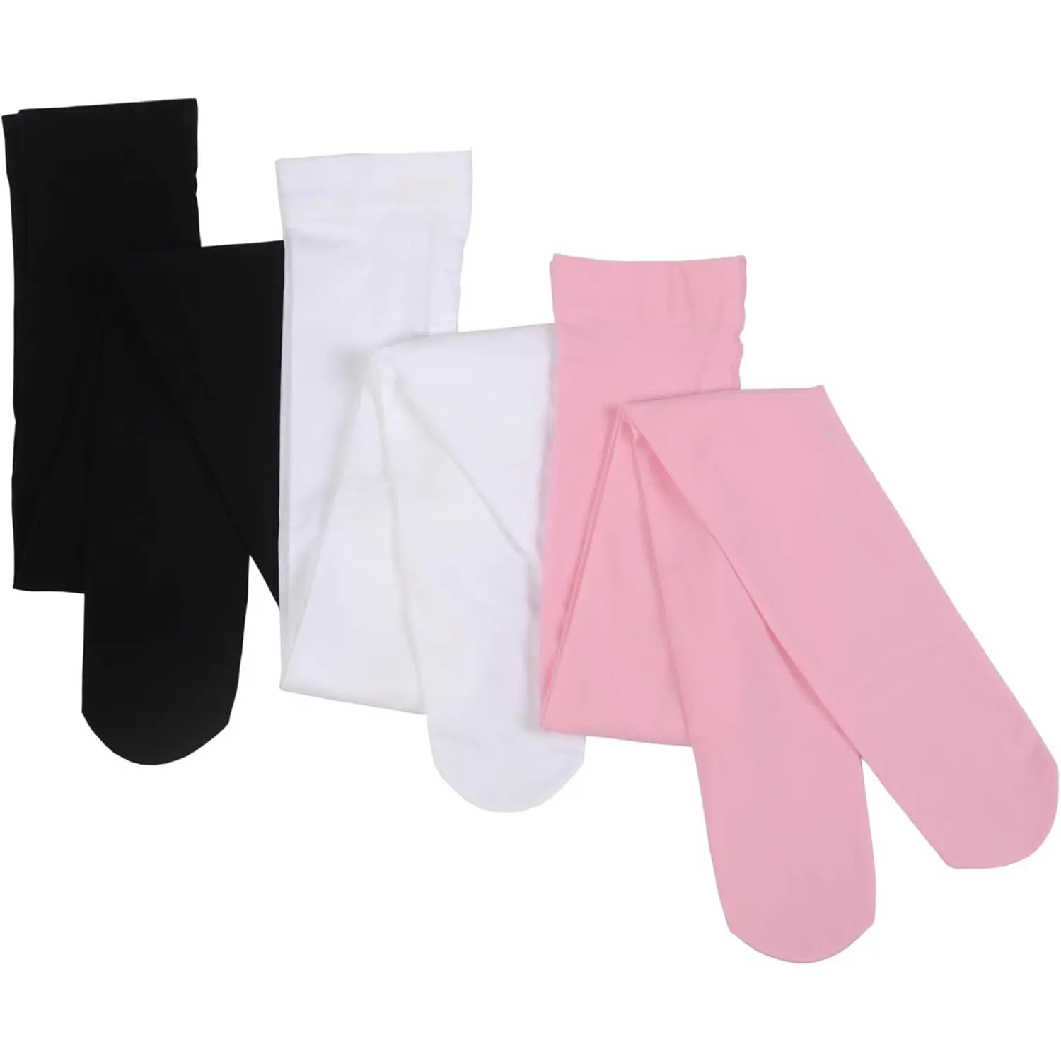 3-Pack Girls' Convertible Dance Tights, 40D Semi-Opaque Stretchy Velvet Nylon for Ballet and School Uniforms, Nylon Tights, Stretchy Tights
