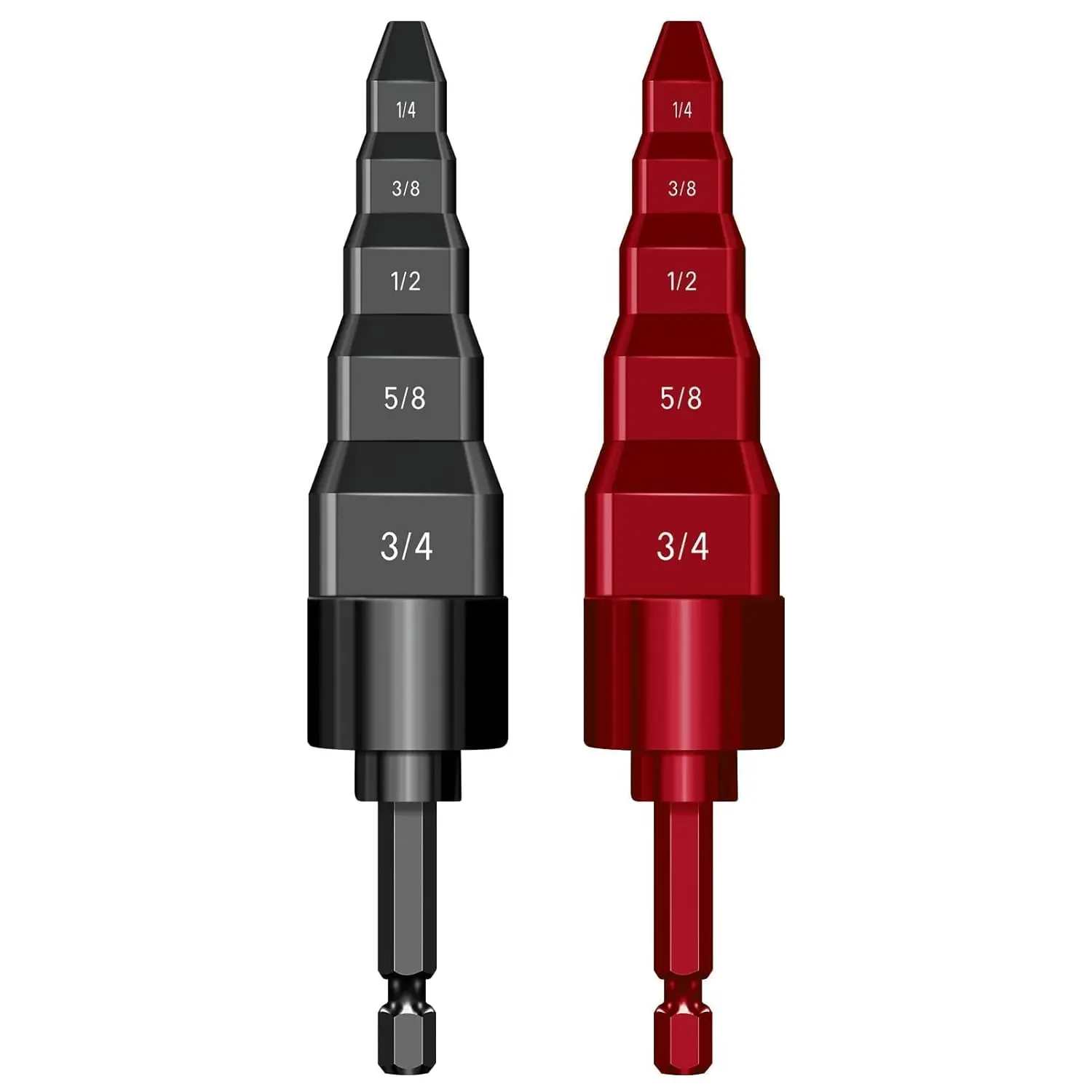 2 Sets Steel 5-in-1 HVAC Flaring & Swaging Tool Kit, Multi-Size Copper Pipe Expander for Air Conditioner Repair, with 1/4", 3/8", 1/2", 5/8", 3/4" Drill Bits, Black & Red, 5-In-1 Kit