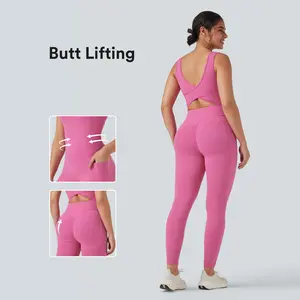 Halara UltraSculpt V Neck Butt Lifting Workout Jumpsuit with Pockets