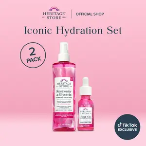 Heritage Store Iconic Hydration Set - 12oz Rosewater & Glycerin Mist + Rose Oil
