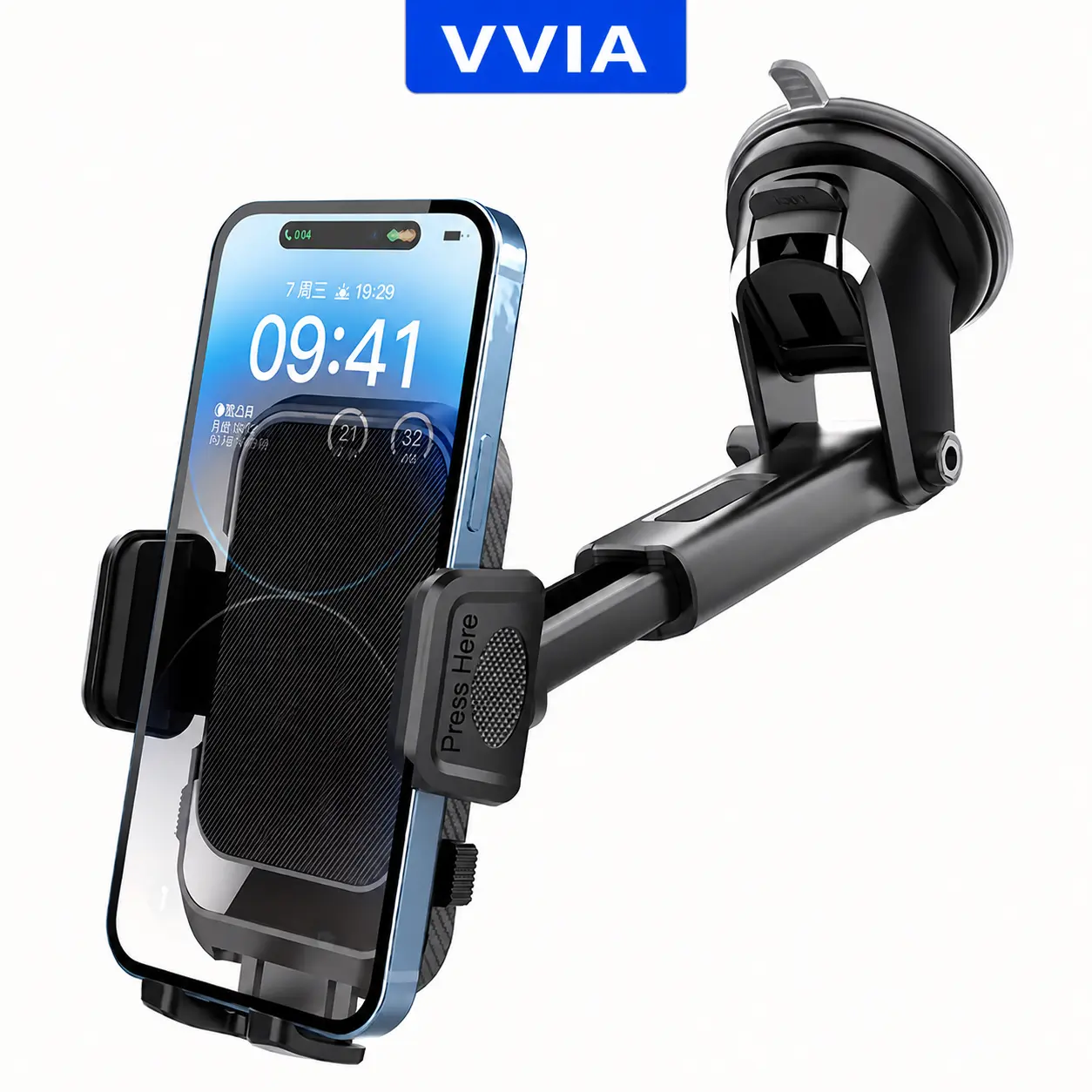 Universal Smartphone Holder, Cell Phone Car Mount - Vacuum Suction Phone Holder with 360 Rotation, Waterproof Sticky Gel Pad, Durable ABS Material, Easy Installation, Car Phone Mount